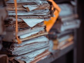 Stacks of archived papers and public records