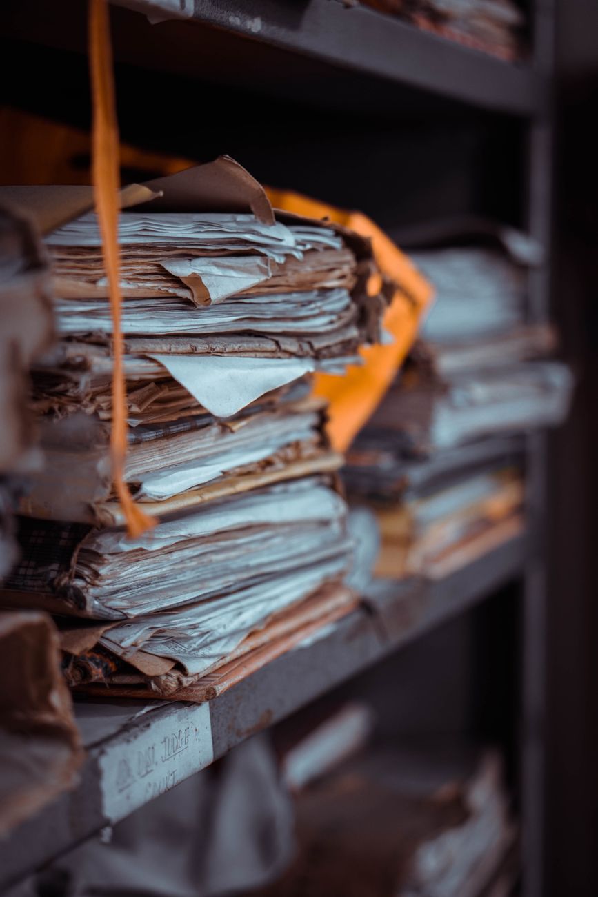 Stacks of archived papers and public records
